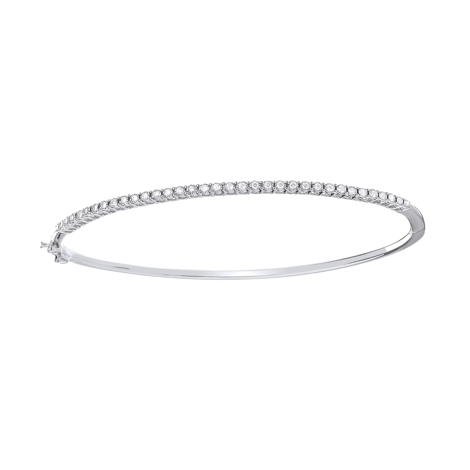 9ct White Gold 0.25ctw Diamond Bangle Made in London