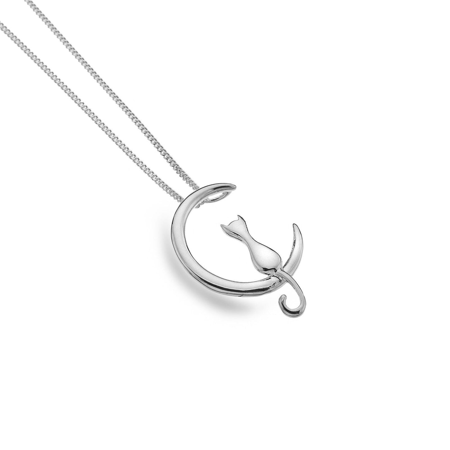Cat on the Moon Pendant Necklace Sterling Silver 925 Hallmark All Chain Lengths