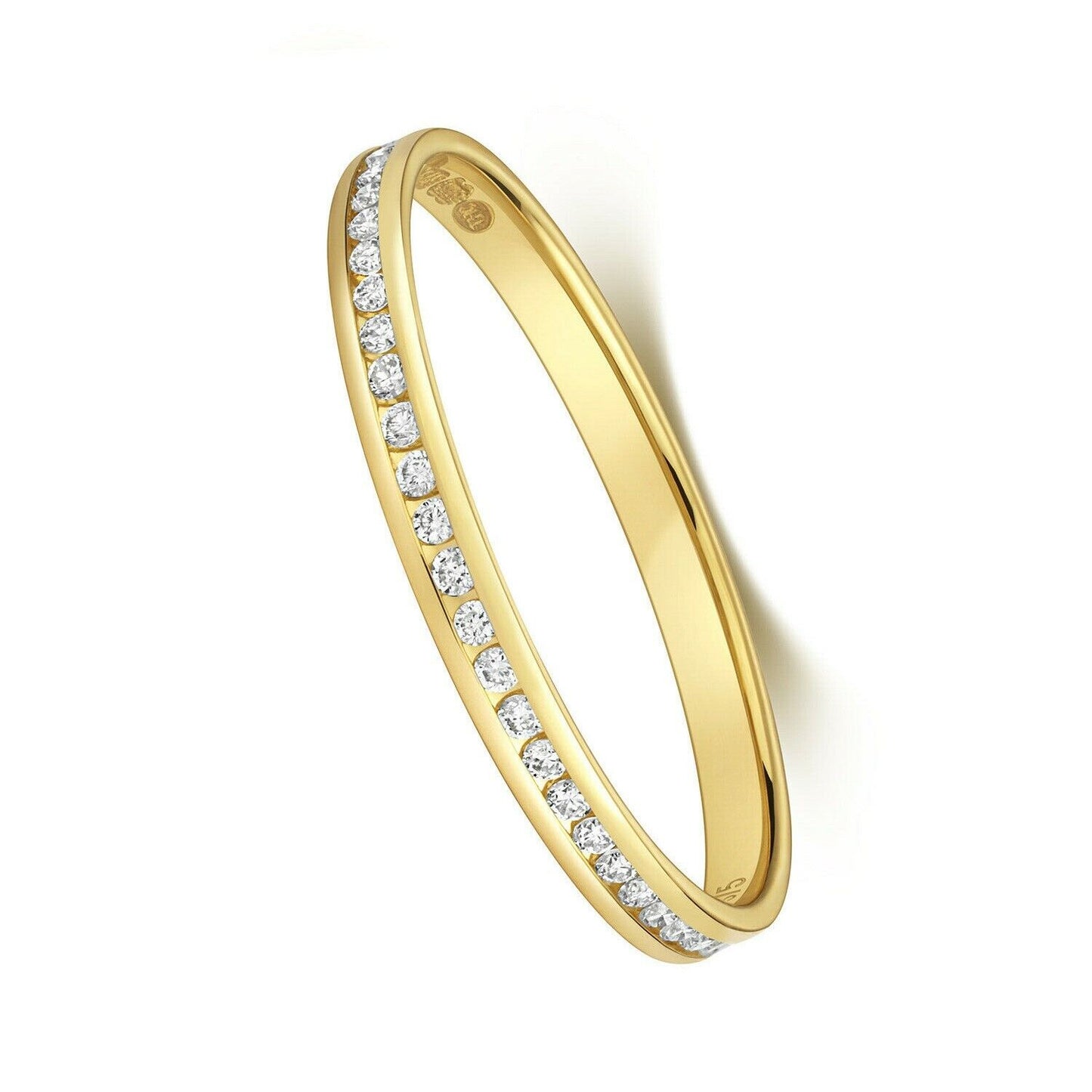 Real Diamond Half Eternity Ring Solid Yellow Gold Channel Set Band Size J-Q