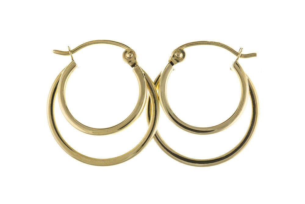 Hoop Earrings Yellow Gold Hoops Creole 16mm Hallmarked
