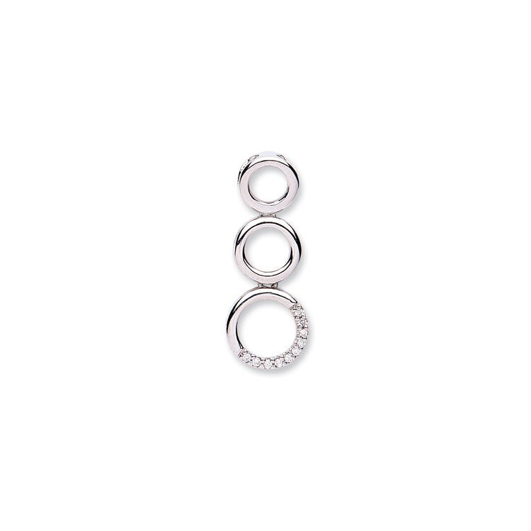 9ct White Gold 0.05ct Diamond Three Circle Drop Pendant Made in London