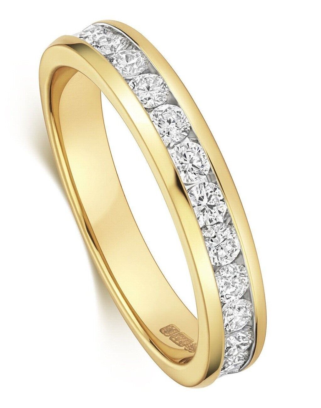 Real Diamond Half Eternity Ring 9ct Yellow Gold 0.50 Carat Weight Band