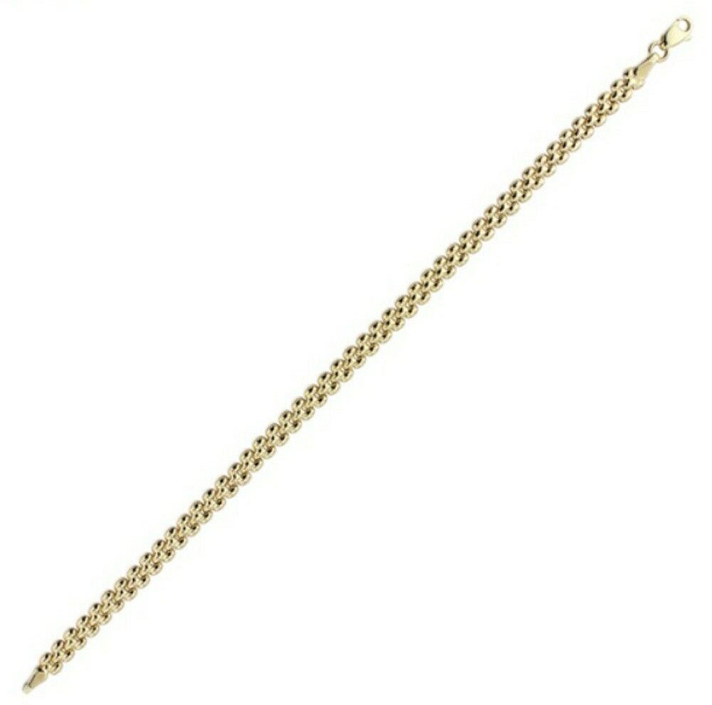 Gold Brick Link Bracelet Chunky 9 Carat Yellow Hallmarked British Made 7 1/2 "