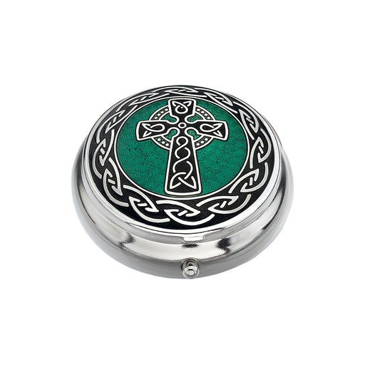 Luxury Celtic Pillbox Green Silver Plated Brand New and Boxed