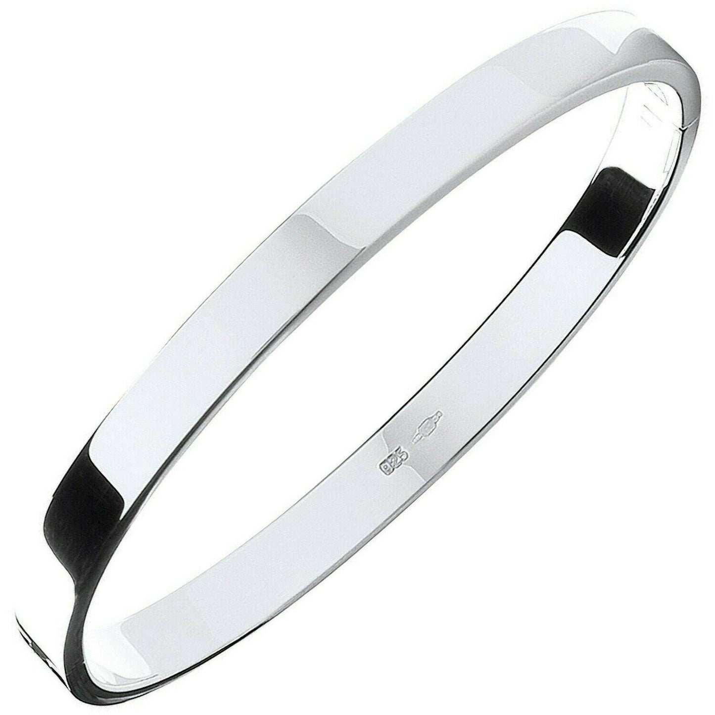 SSilver Solid 6mm Oval Shaped Hinged Bangle
