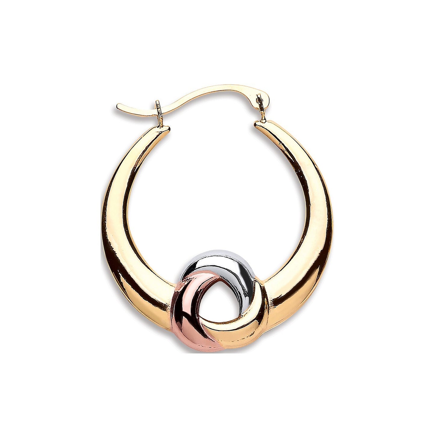 Three Colour Gold Knot Hoop Earrings 26 x 23mm Hallmarked Hoops