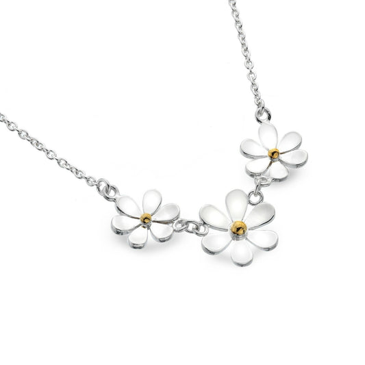 Silver Daisy Cluster Necklace Solid Sterling Silver 16-18" Hallmark Luxury Box