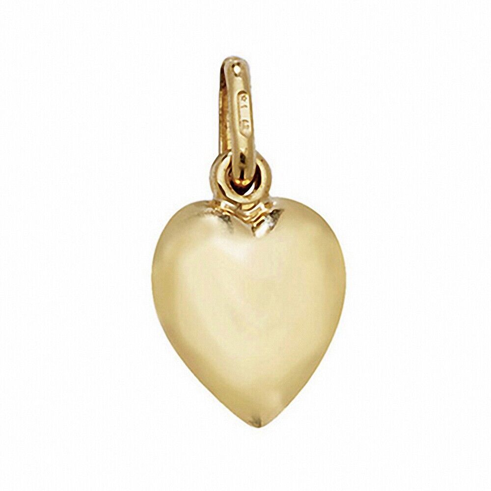 Small Gold Heart Pendant Yellow Gold 18mm x 10mm British Made