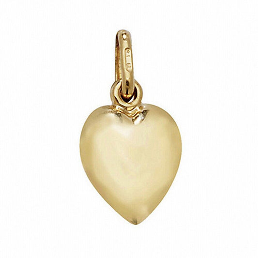 Small Gold Heart Pendant Yellow Gold 18mm x 10mm British Made