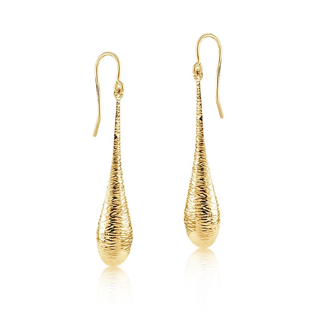 Imprint Drop Hook Earrings 9ct Yellow Gold Drops 51mm Hallmarked