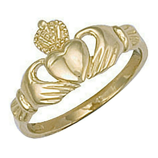 Baby Child's Claddagh Ring Solid Yellow Gold Hallmarked British Made