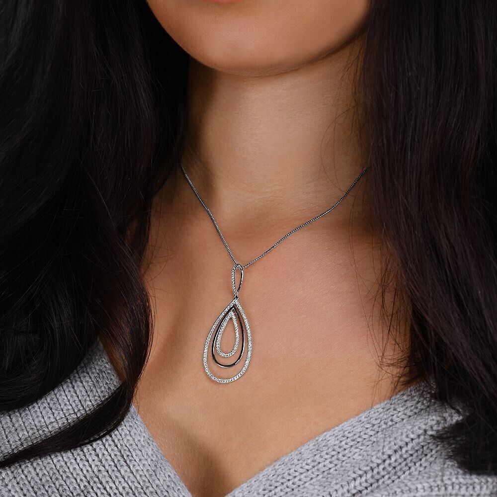 18ct White Gold 0.50ct Diamond Drop Pendant and 18" Chain