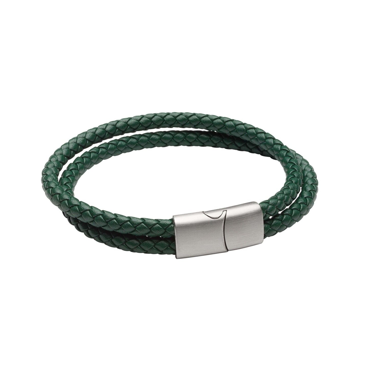 Fred Bennett Forest Green Leather Double Row Bracelet 21cm B5378