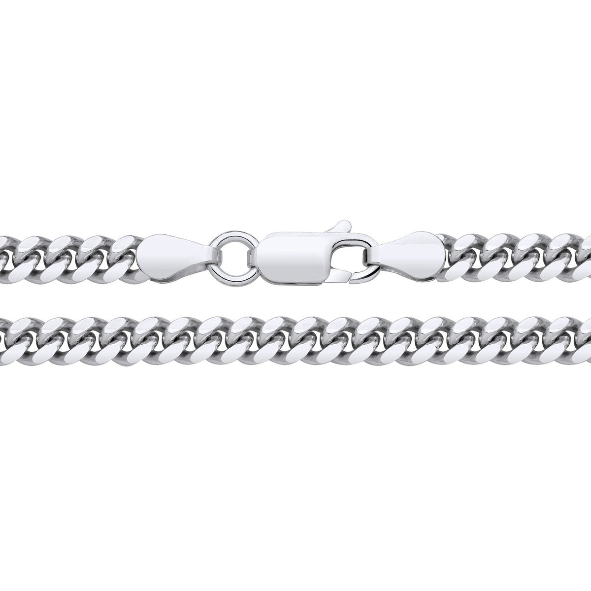 Men's Cuban Chain Bracelet Solid Silver 4mm Wide British Made Hallmarked 8"