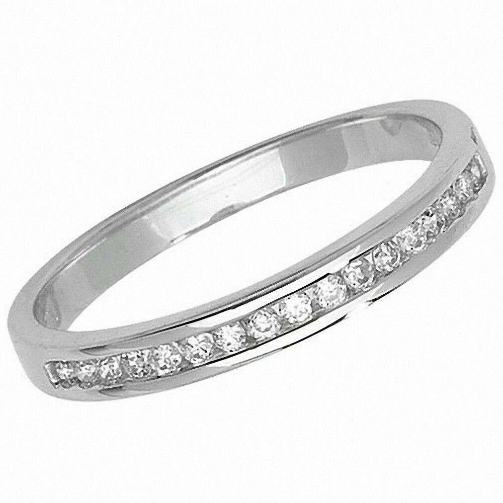 9ct White Gold Real Diamond Eternity Ring 0.15ctw Anniversary Band Channel Set