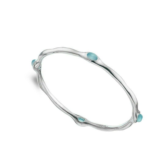 Sold Silver Chalcedony Bangle Real Stone Organic Design Hallmarked Luxury Box