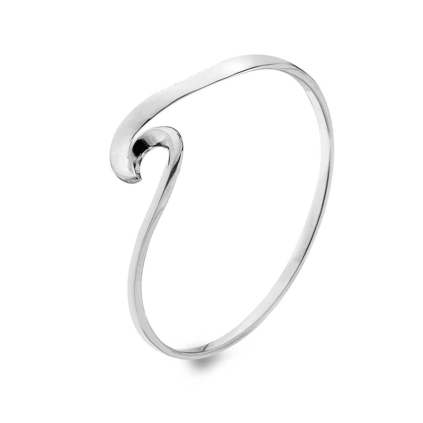 Silver Atlantic Wave Bangle Solid Sterling Silver Hallmarked Luxury Box