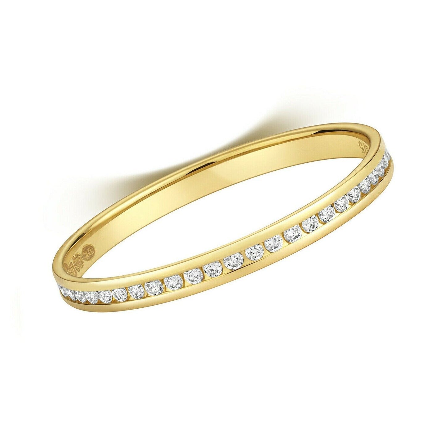 Real Diamond Half Eternity Ring Solid Yellow Gold Channel Set Band Size J-Q