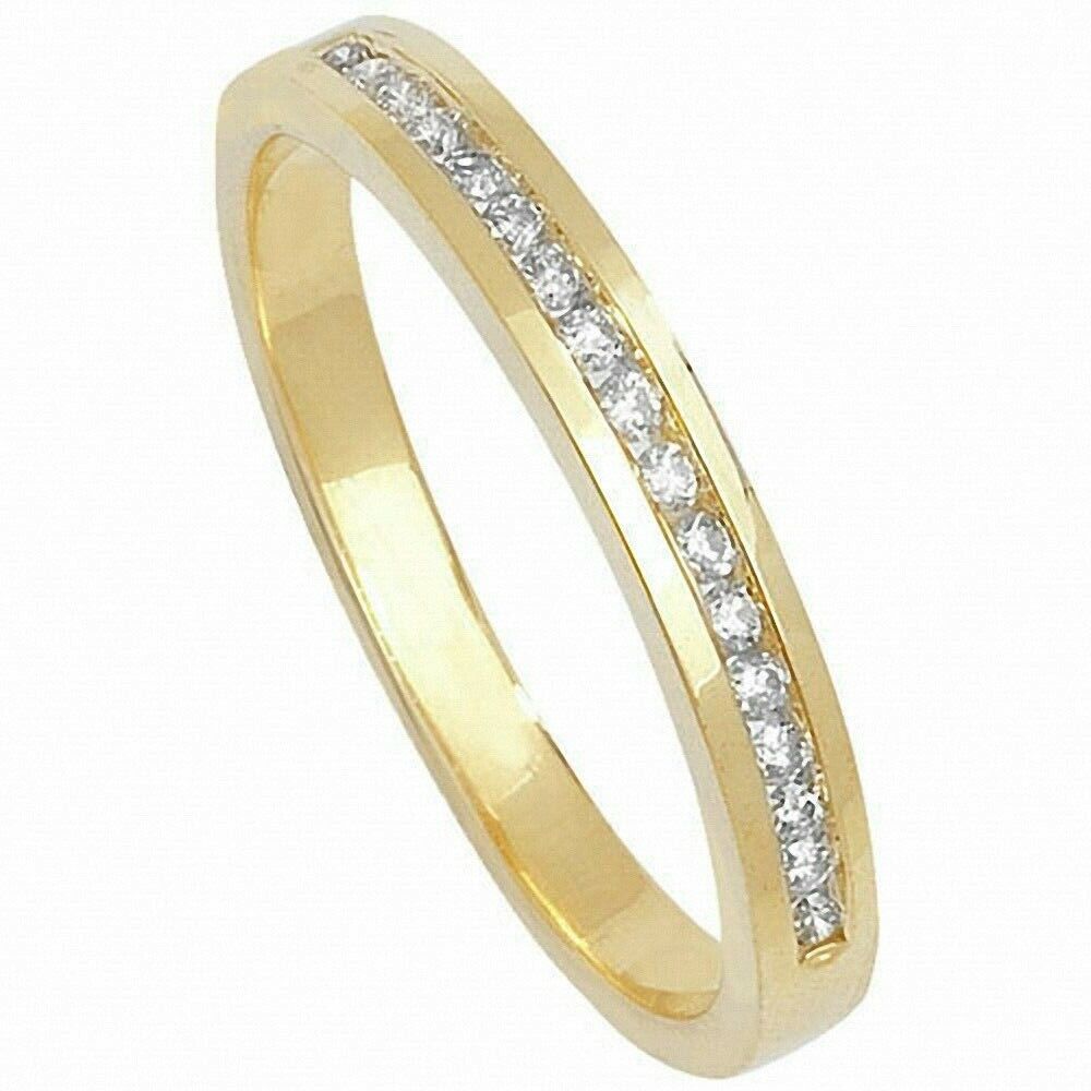 9ct Yellow Gold Real Diamond Eternity Ring 0.15ctw Anniversary Band Channel Set