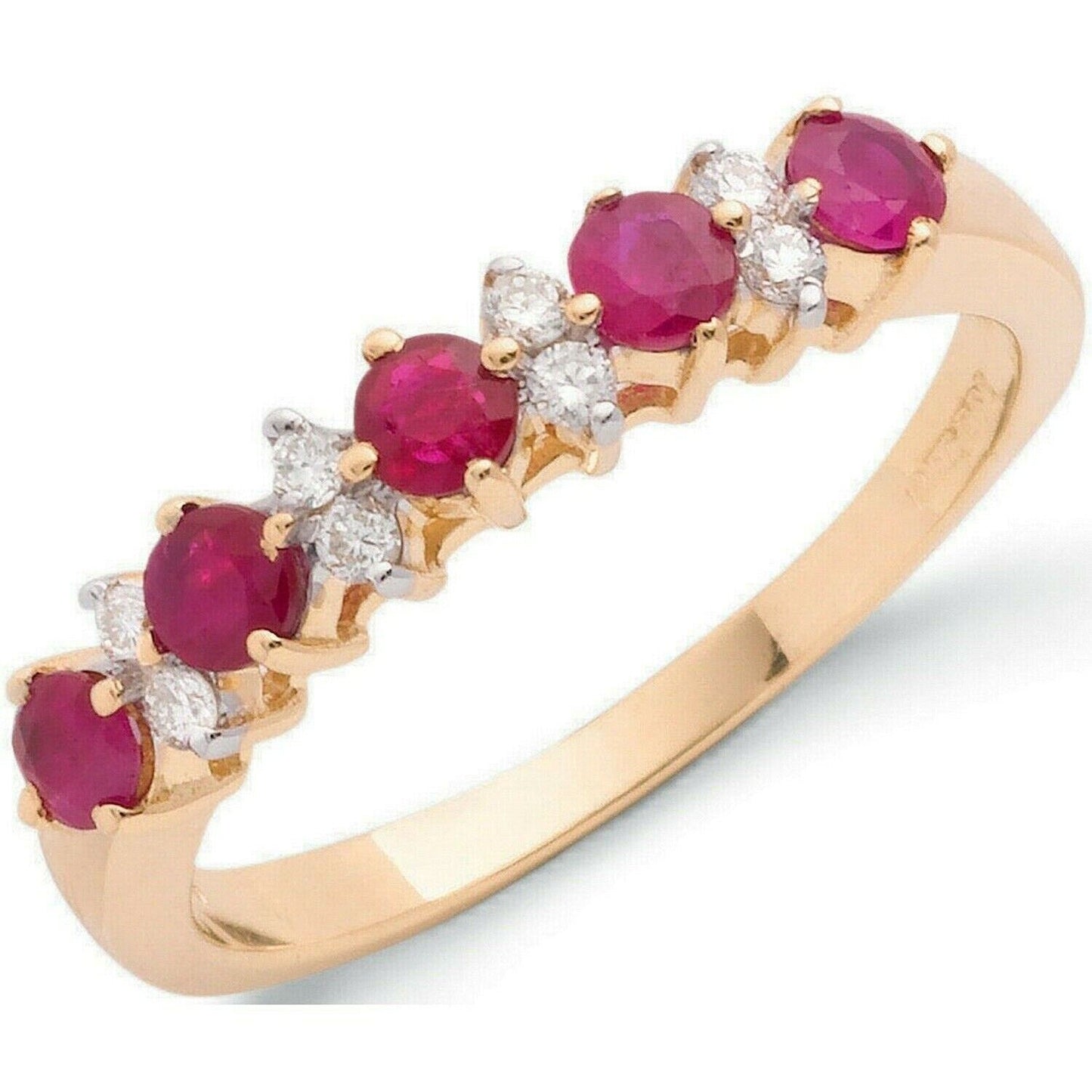 9ct Yellow Gold 0.12ct Diamond & 0.65ct Ruby Eternity Ring