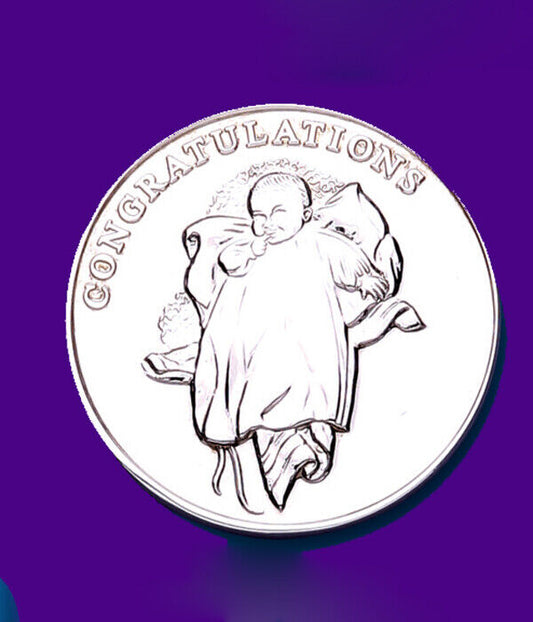 Silver Christening Newborn Coin Solid Hallmarked Sterling Silver Christening