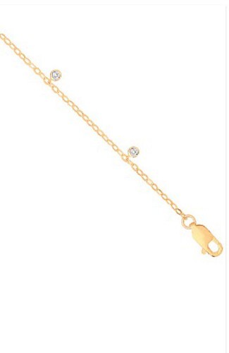9ct Yellow Gold Rub-Over 0.10ctw Diamond Bracelet Made in London