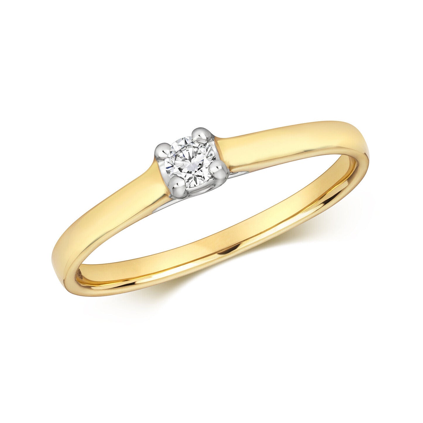 Real Diamond Solitaire Engagement Ring Solid Yellow Gold Size J - Q