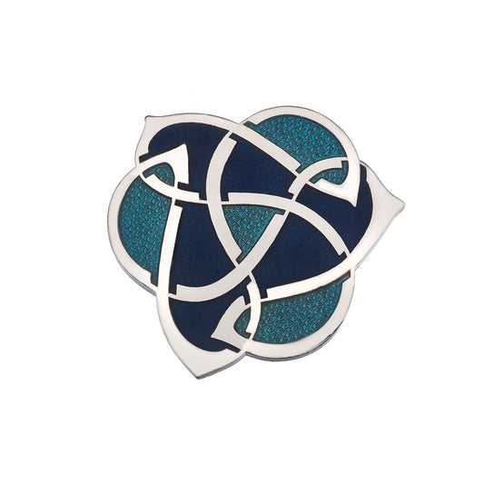 Celtic Archibold Knox Brooch Silver Plated Blue Brand New Gift Packaging