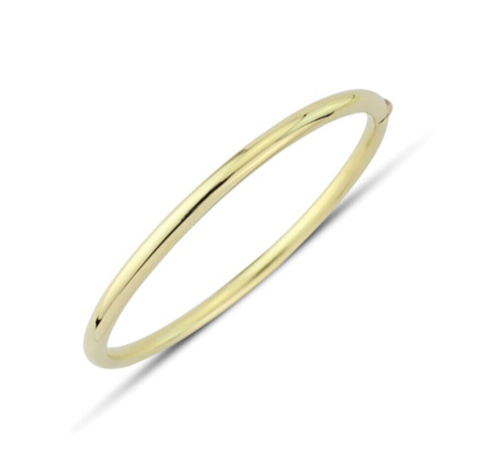 Yellow Gold Oval Bangle Plain Hinged Hallmarked British Made Ladies Bracelet