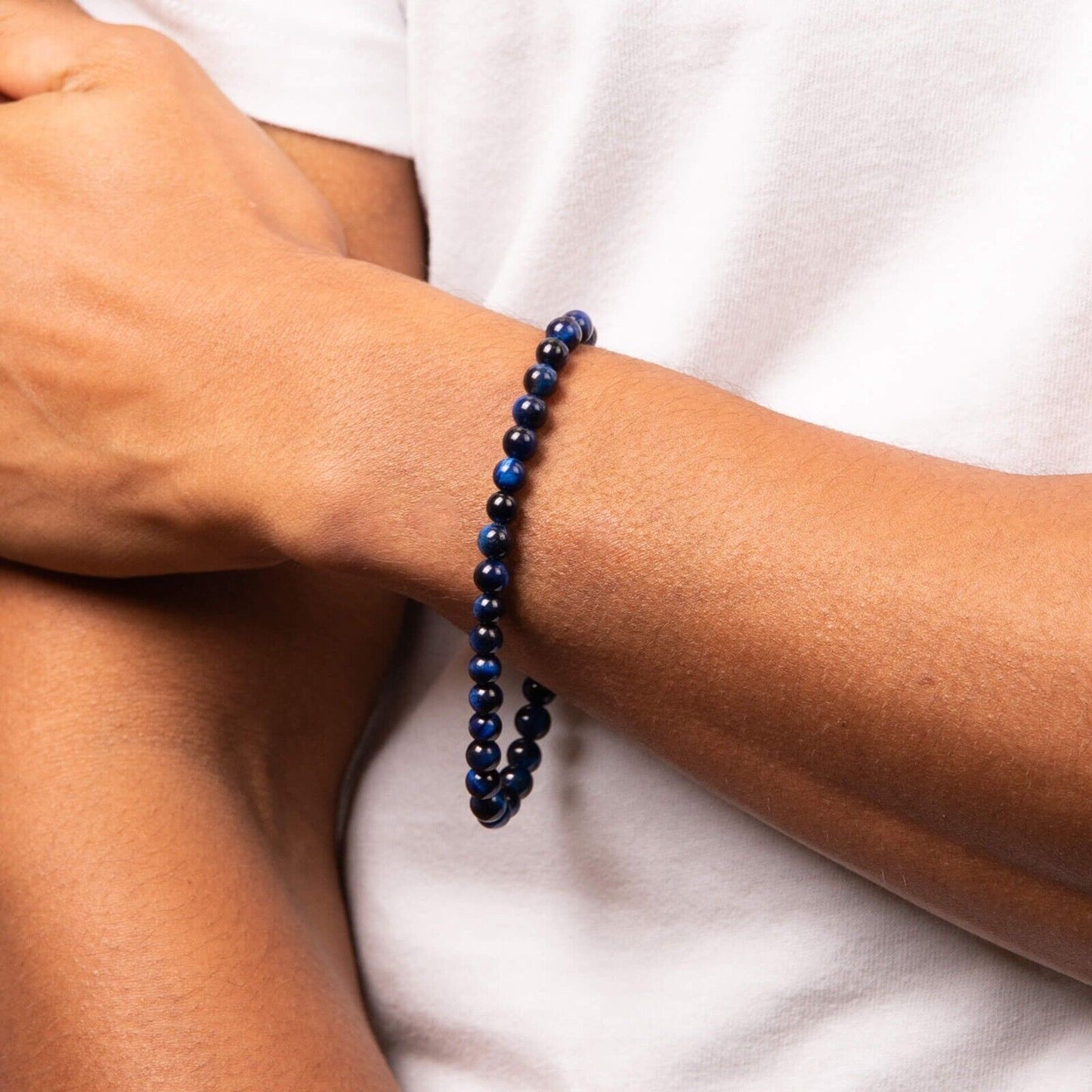 Fred Bennett Healing Bead Bracelet Natural Blue Tiger's Eye Beads 22cm B5428L
