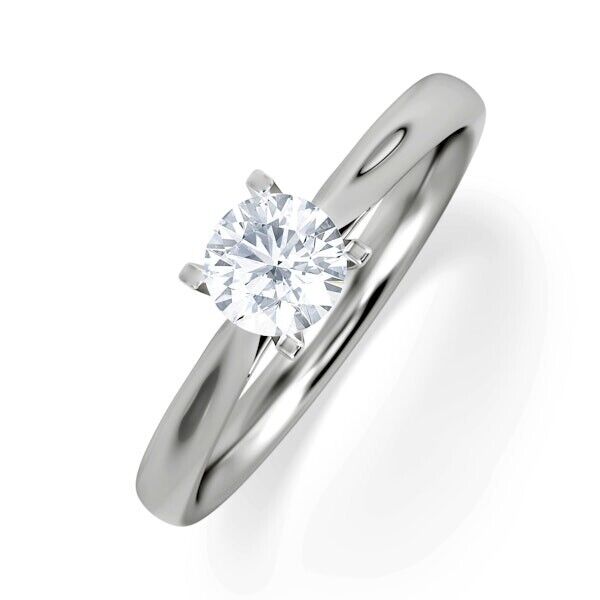 9ct White Gold 0.50ct Round Brilliant Cut Solitaire Wed Fit Lab Grown Diamond