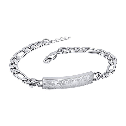 Fred Bennett Damascus Steel ID Bar Chain Bracelet 21-23cm B5452