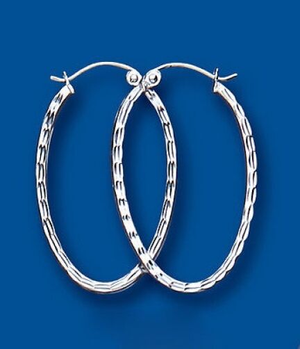 Hoop Earrings Creole Silver Oval Sterling Silver Hoops 30 x 20mm
