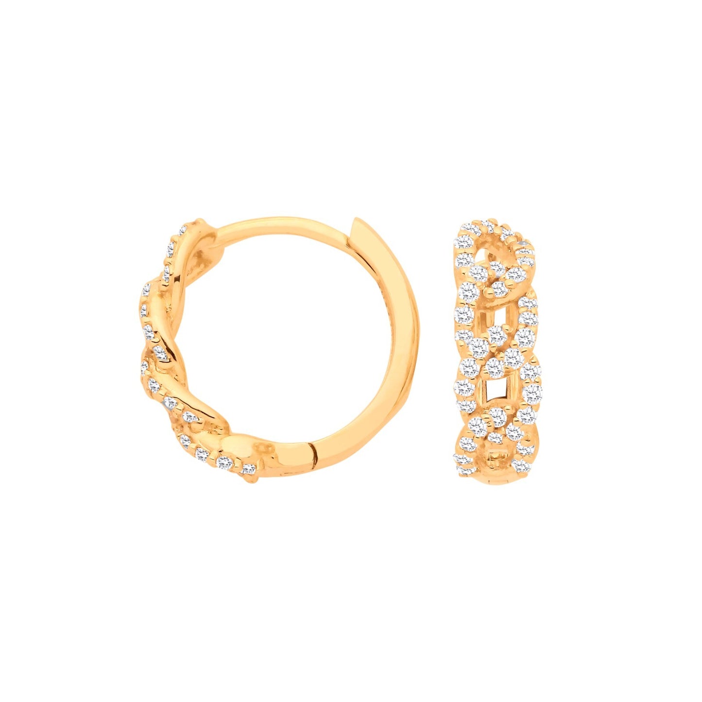 9ct Yellow Gold Diamond 0.28ctw Huggie Earrings - 13mm