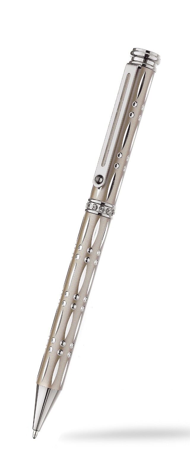 Ballpoint Pen Crystal Silver Plate Diamond Cut Luxurious Packaging All Colours