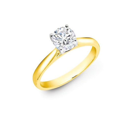 18ct Yellow Gold 1.00ctw Round Brilliant Cut Solitaire Wed Fit Lab Grown Diamond