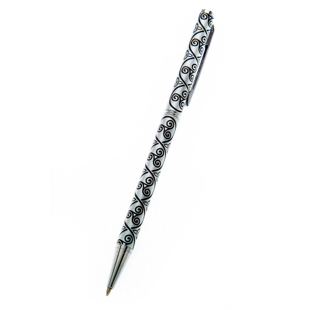 Ballpoint Pen Silver Plated Triskele Trinity Designer Black Ink Brand New Boxed