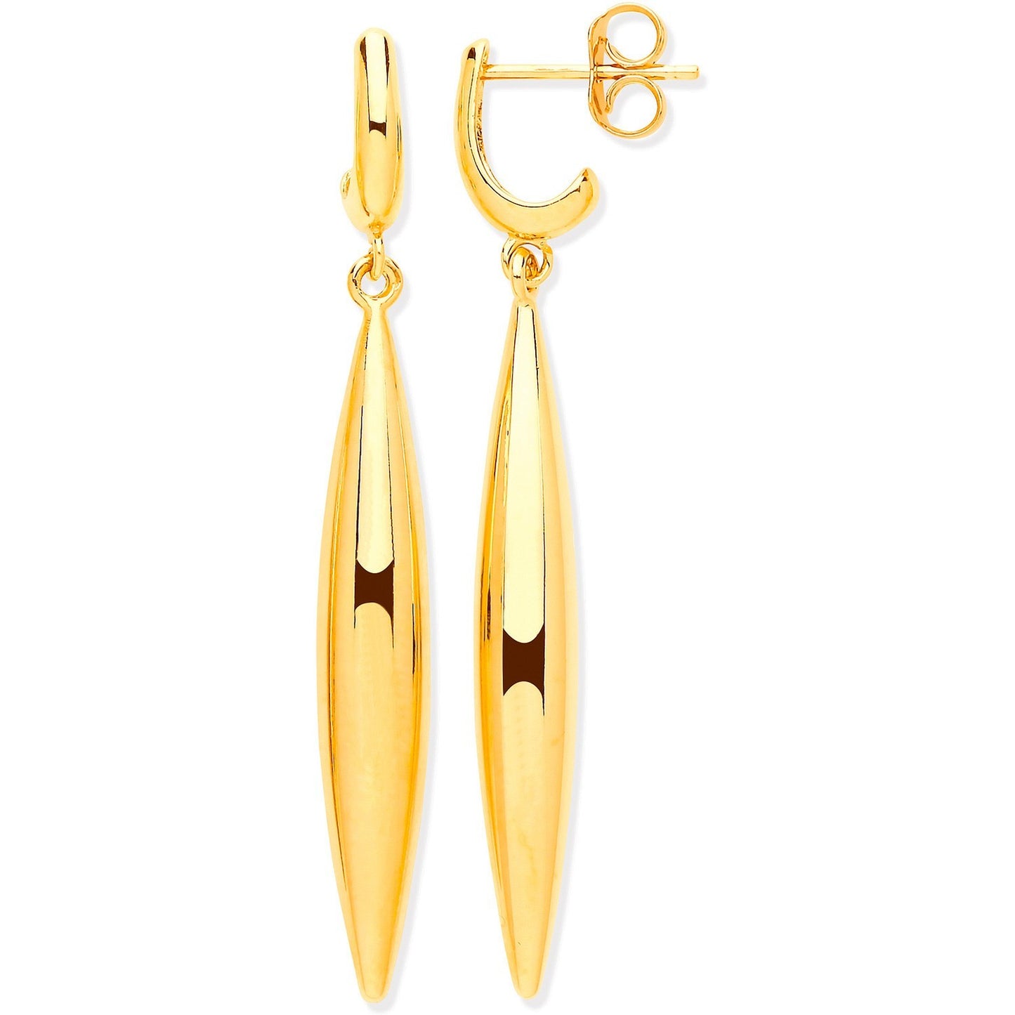 Modern Drop Earrings 9ct Yellow Gold 48mm Drops Hallmarked