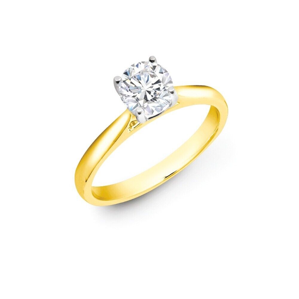 18ct Yellow Gold 1.50ctw Round Brilliant Cut Solitaire Wed Fit Lab Grown Diamond
