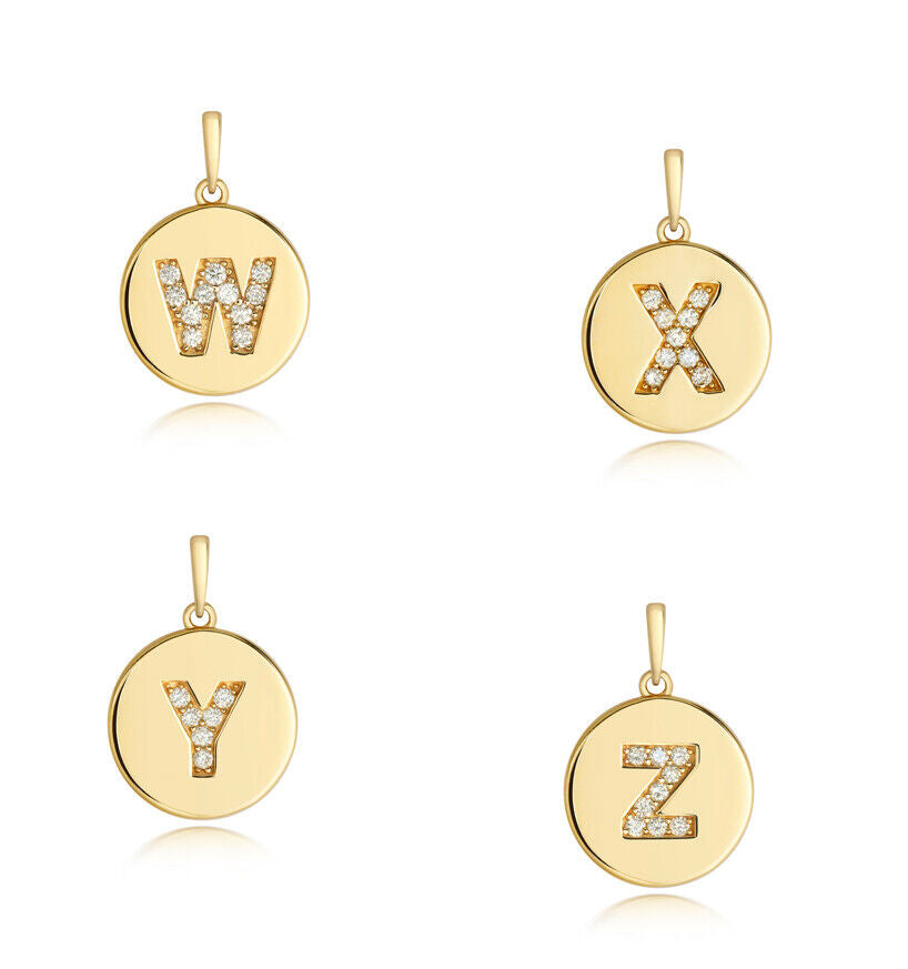Diamond Initial Pendant Solid 9ct Gold Real Diamonds A-Z Alphabet Hallmark