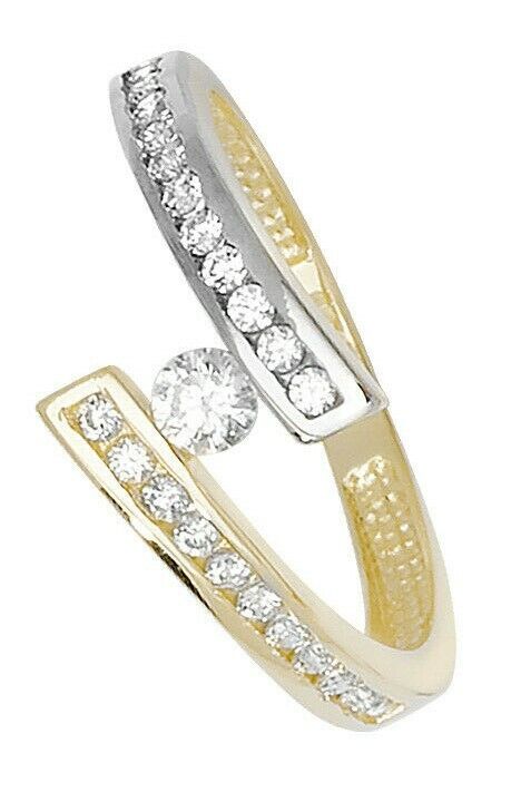 9ct Gold Solitaire Ring Twist Multi Tone Fully Hallmarked