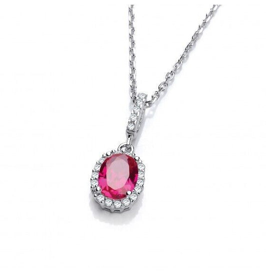 Ruby Oval Drop Pendant Solid Sterling Silver 16-18" Chain Luxury Packaging