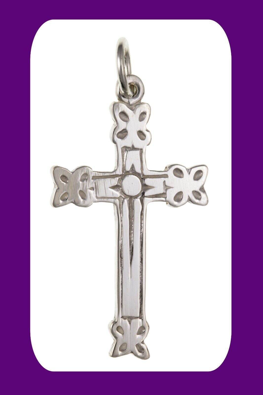 Sterling Silver Medium Embossed Pendant 925 Hallmark 26 x 15mm