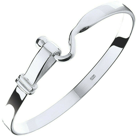 Silver Hook Baby Bangle Hallmarked British Made Boys and Girls Christening Boxed
