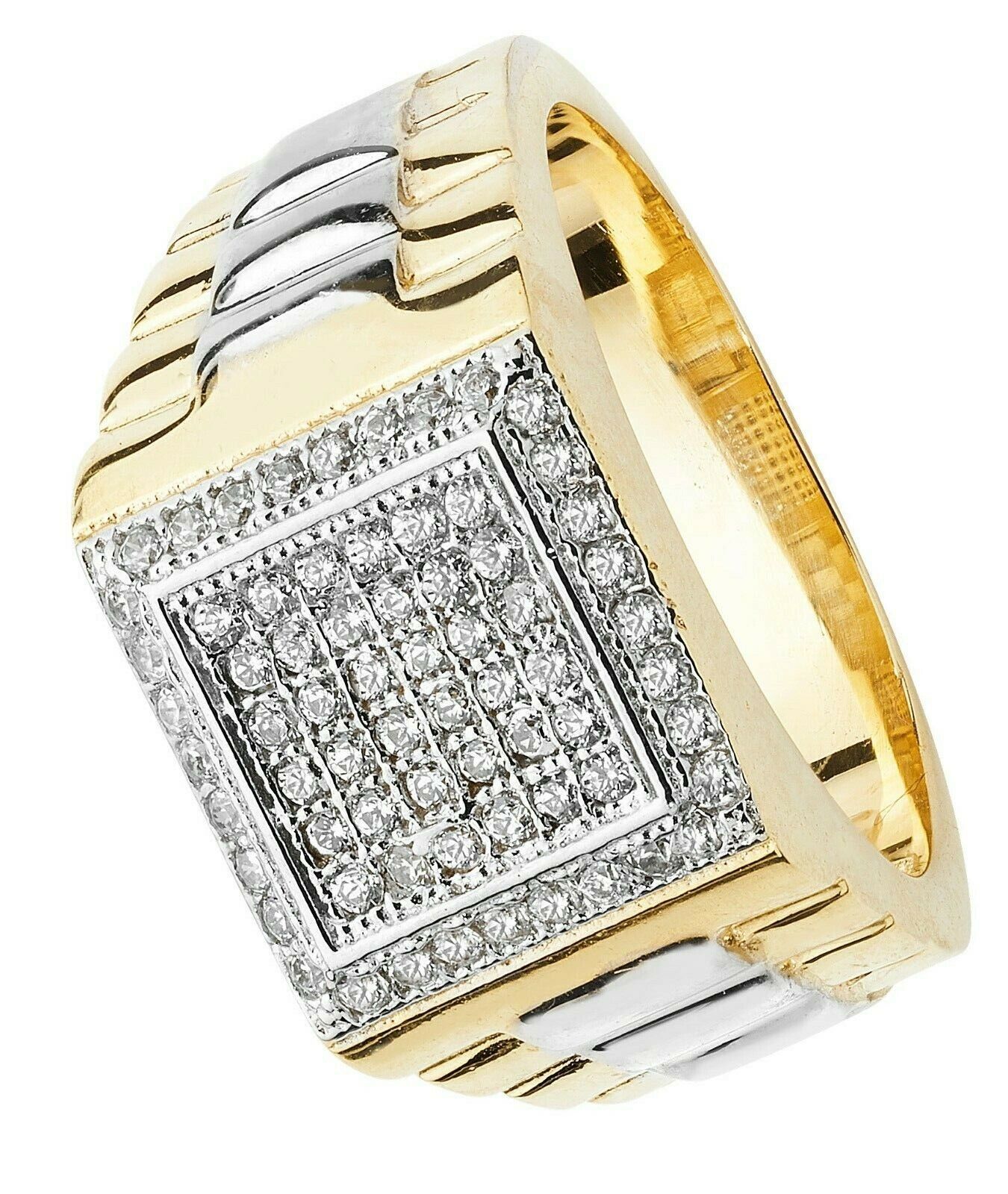 9ct Multi Tone Gold Gents Ring Square Face Signet Hallmarked