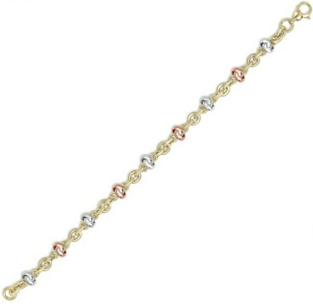 9ct Multi Tone Gold Bracelet Knot and Round Links Hallmarked