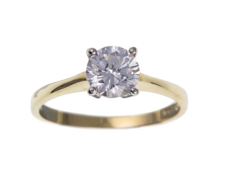 1 Carat Engagement Ring 9ct Yellow Gold Solitaire Hallmarked British Made
