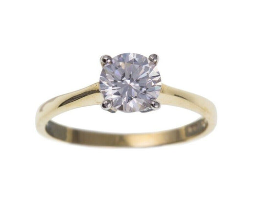1 Carat Engagement Ring 9ct Yellow Gold Solitaire Hallmarked British Made