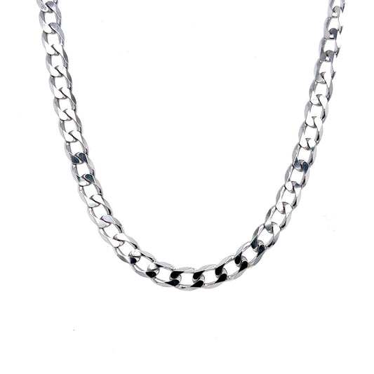 9ct White Gold Curb Chain 24" Mens Gents 4mm Wide Hallmark British New