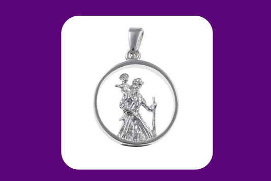 St Christopher Pendant Sterling Silver 925 Hallmark 14 - 24" Length Chain